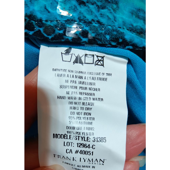 Frank Lyman Design Turquoise Python Snake Print Open Front Moto Jacket Gold Zips - Picture 14 of 14